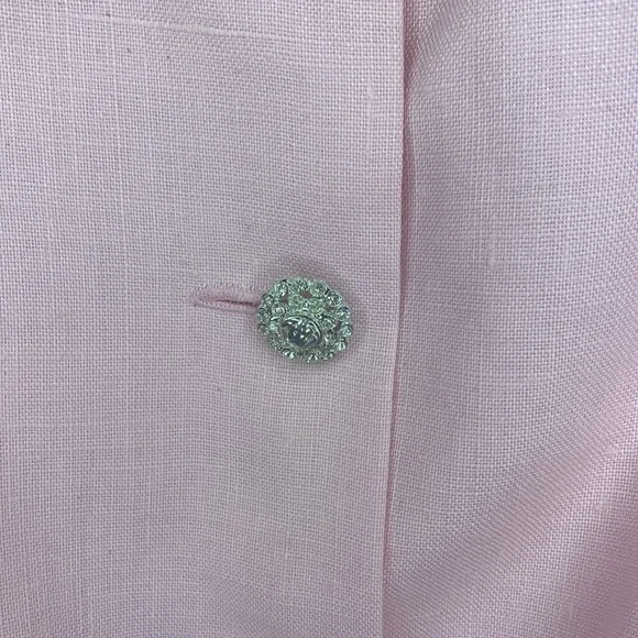 Miss O by Oscar de la Renta Vintage Pink Linen Skirt Suit Set - Picture 3 of 10